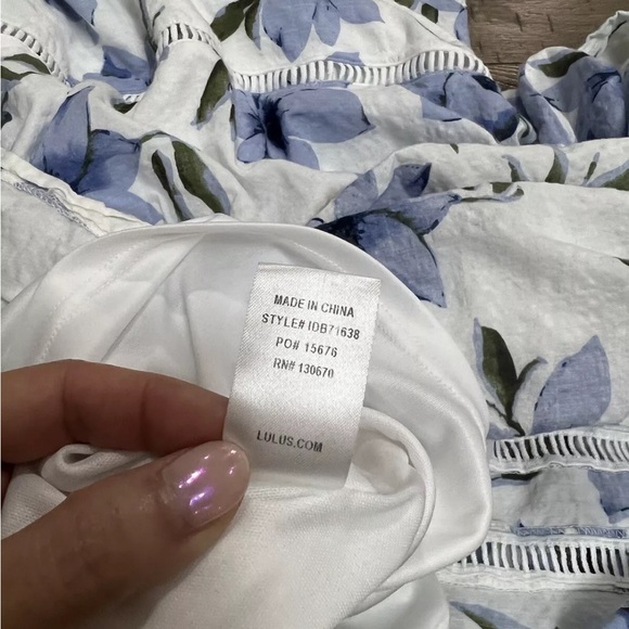 Lulus Zahara Blue and White Romantic Floral  Cotton Midi Dress XL Beach vacay - Picture 7 of 7
